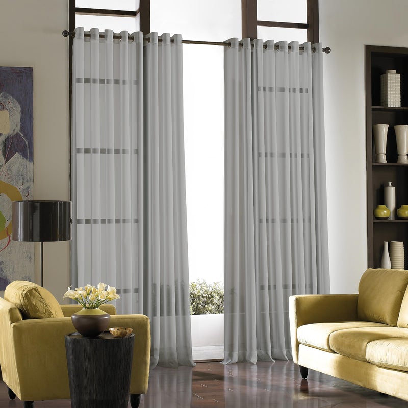 Curtainworks Soho Voile Sheer Grommet Curtain Panel, 59 by 120", Silver - Image 1